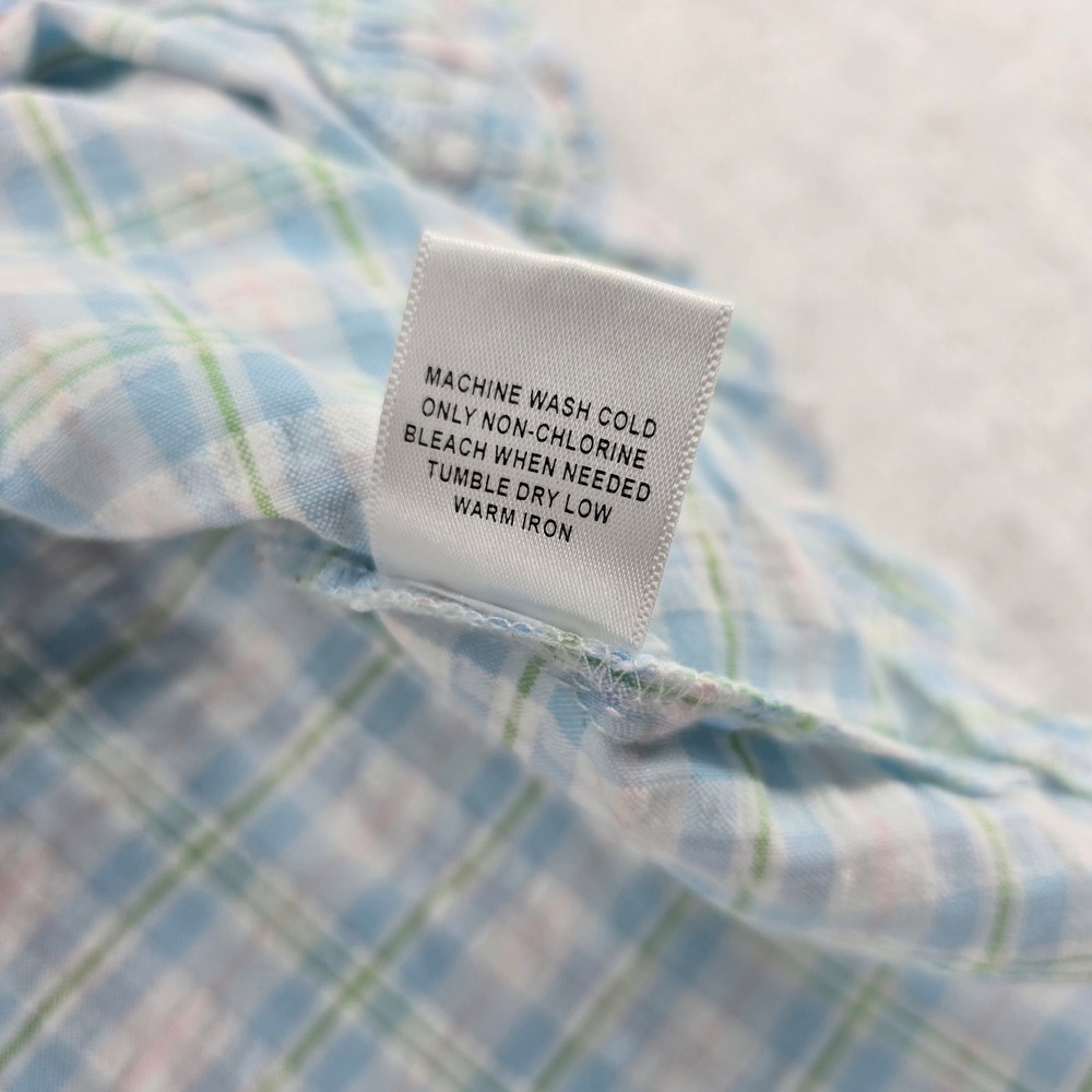 The Tog Shop Pajama Set Womens Petites 2PC Plaid Blue Ruffle Lace Cotton Blend - Picture 4 of 12